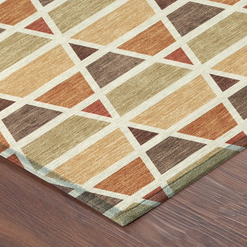 Machine Washable Indoor/Outdoor Chantille ACN2733 Geometric Rug, Paprika, 9' x 12'