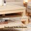 Table basse à 2 niveaux pour le salon, table de centre rectangulaire en bois avec tablette de rangement en rotin, style bohème