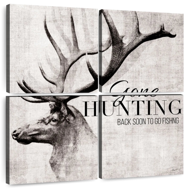 Brampt Gone Hunting And Fishing, 26" H x 26" W