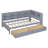 Wooden Daybed With 2 Drawers, Daybed With Storage Shelf And USB Charging Ports,Grey-719522295-719522297