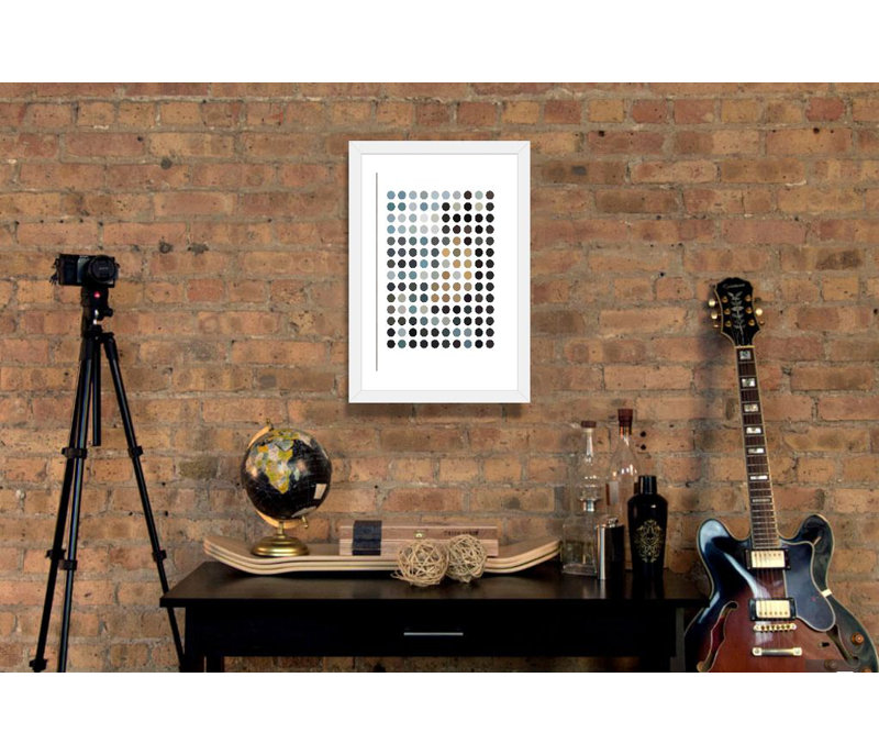 «Modern Art - Earthy Dots», impression, Cadre blanc, H 24 po x l 32 po x P 1 po