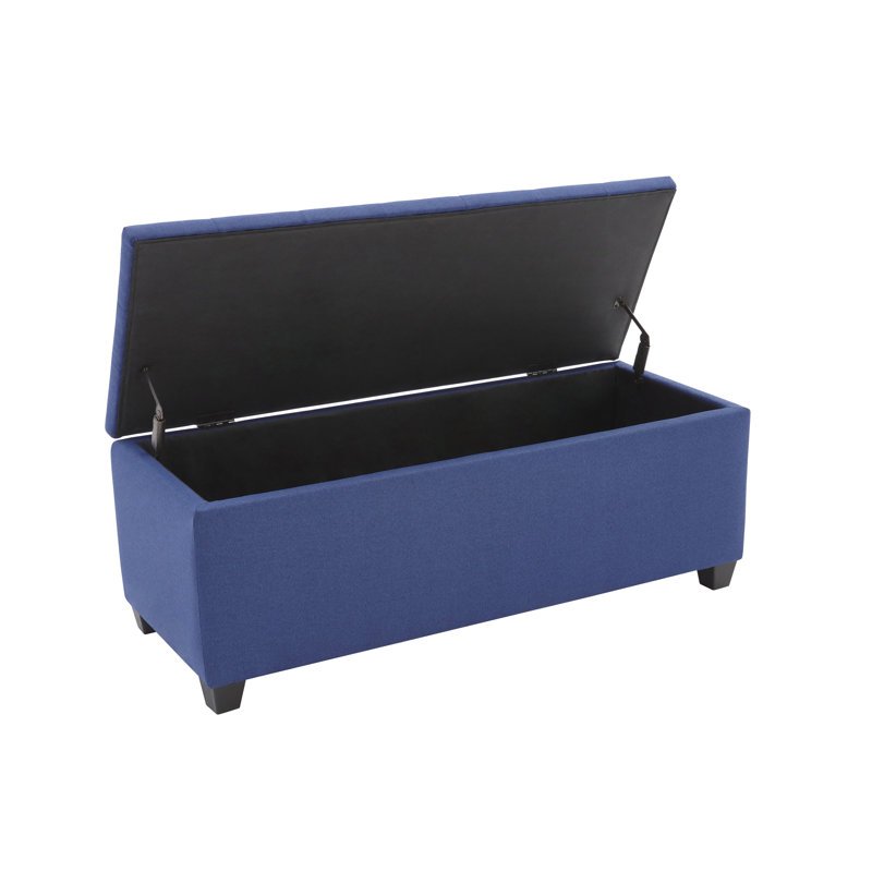 Banc de rangement rembourré en tissu Bacca, Bleu