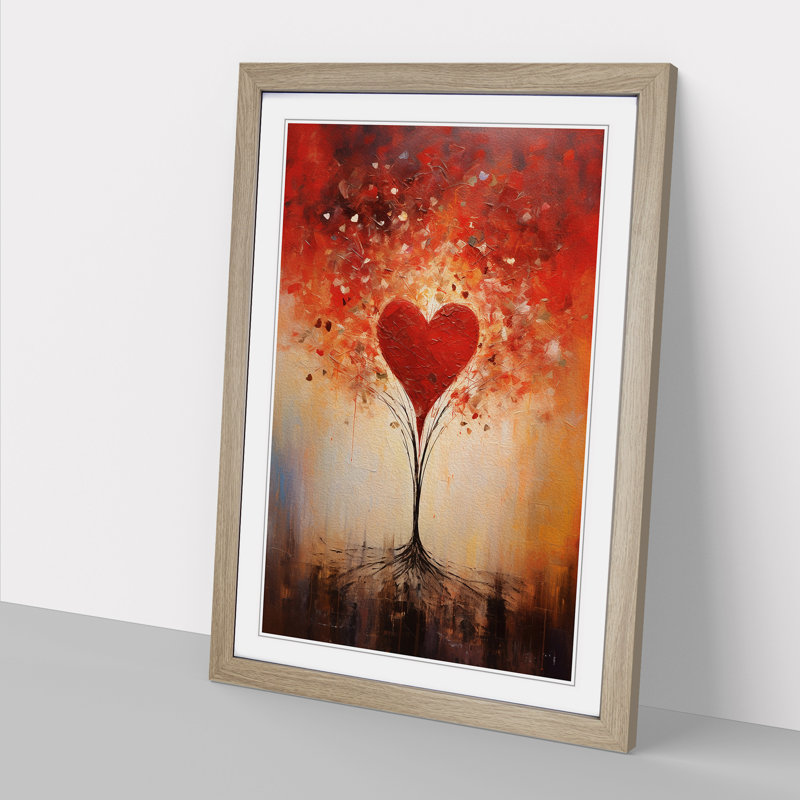 XYZ-FRM-V1223-4348 Love HeAbstract No.2 - Single Picture Frame Print on Wood, 46cm H x 34cm W x 2cm D, Oak