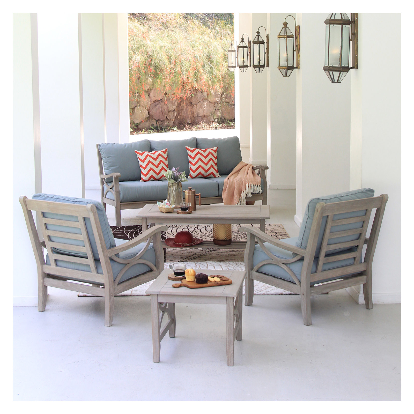 Brunswick Teak Coffee Table, Weathered Gray