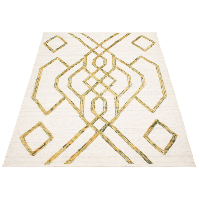 Tapis rectangulaire en laine New Age Demangle unique 5 pi 5 po x 8 pi Demille