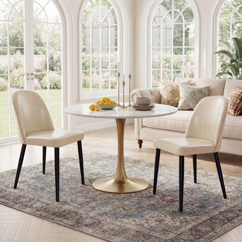 Chaises de salle à manger avec pieds en métal, 2, Beige
