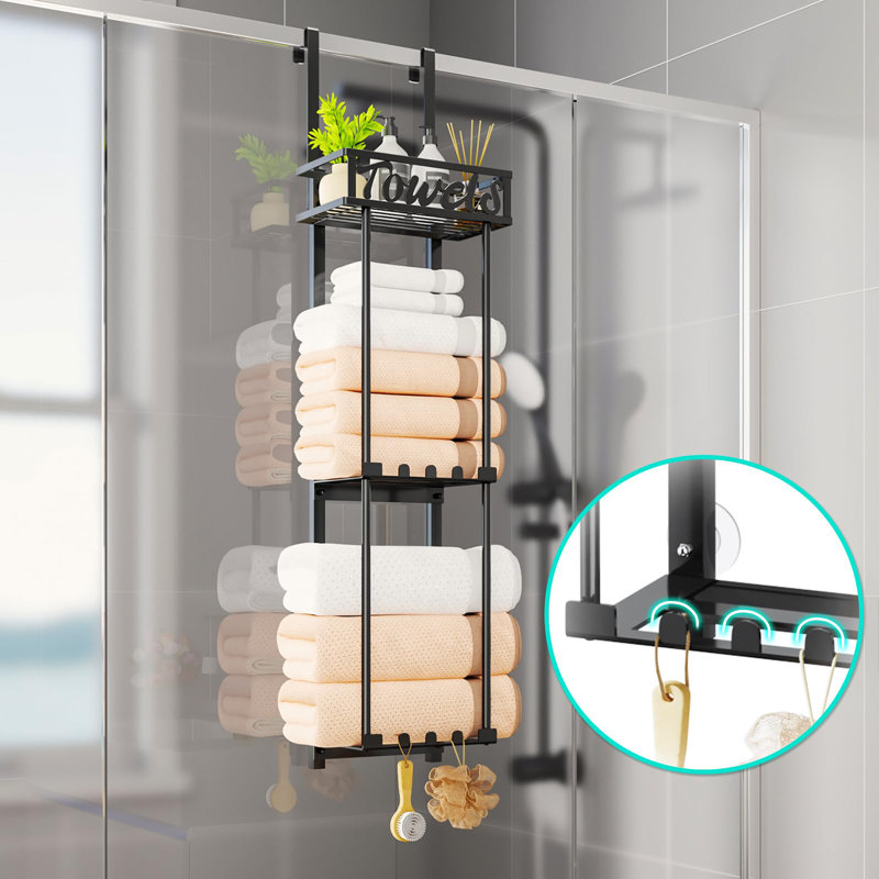 Over-the-Door Towel Rack, Black