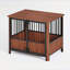 Caisse pour chien de 31,5 po en bois de noyer cannelé de style meuble pour petits et moyens chiens - conception à double porte, maisonnette décorative et table d'appoint intérieure.-1719873430-1719873428
