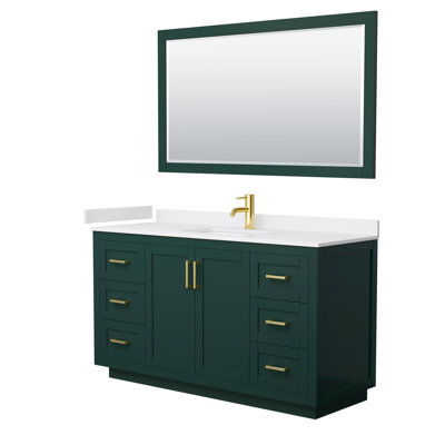 Miranda 60" Freestanding Single Bathroom Vanity with Cultured Marble Top with 58" Mirror