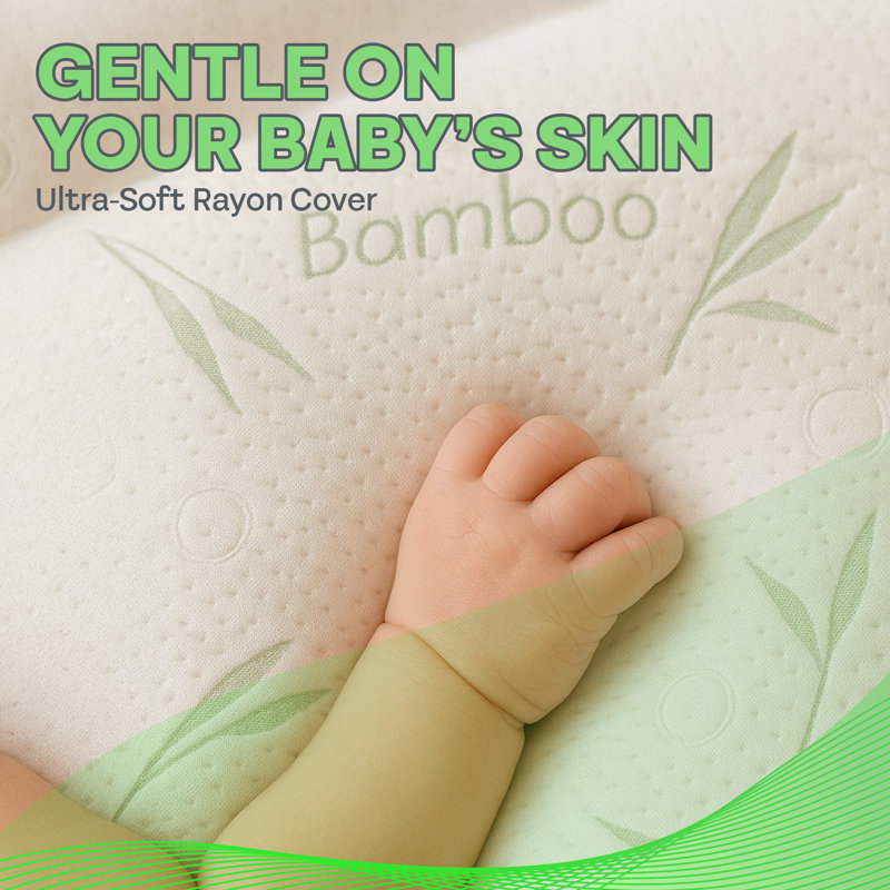 Premium Memory Foam Nursing Pillow with Gentle Bamboo Cover, Machine Washable