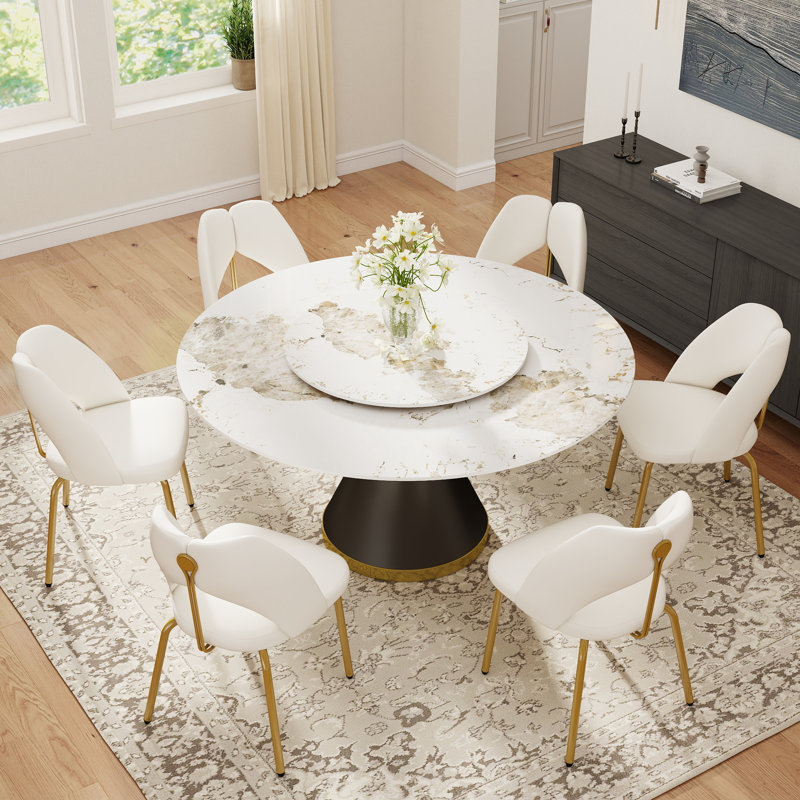 Upholstered Kitchen Dining Chairs (Set of 4), 4, White