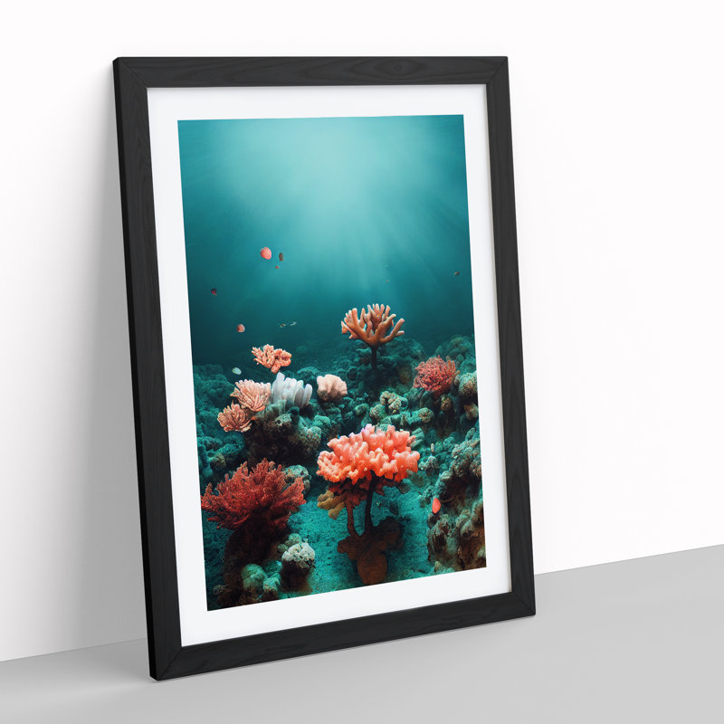 XV1022-4498X The Coral Reef - Single Picture Frame Print, 46cm H x 34cm W x 2cm D, Black Framed