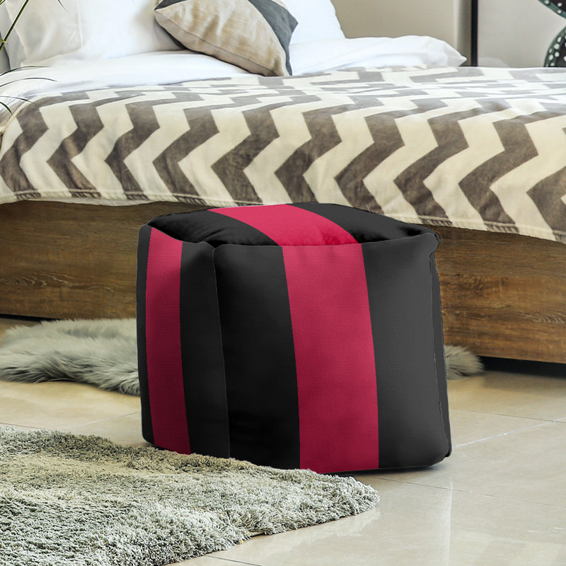 Repose-pieds cube new jersey college rayures, Noir / rouge / noir