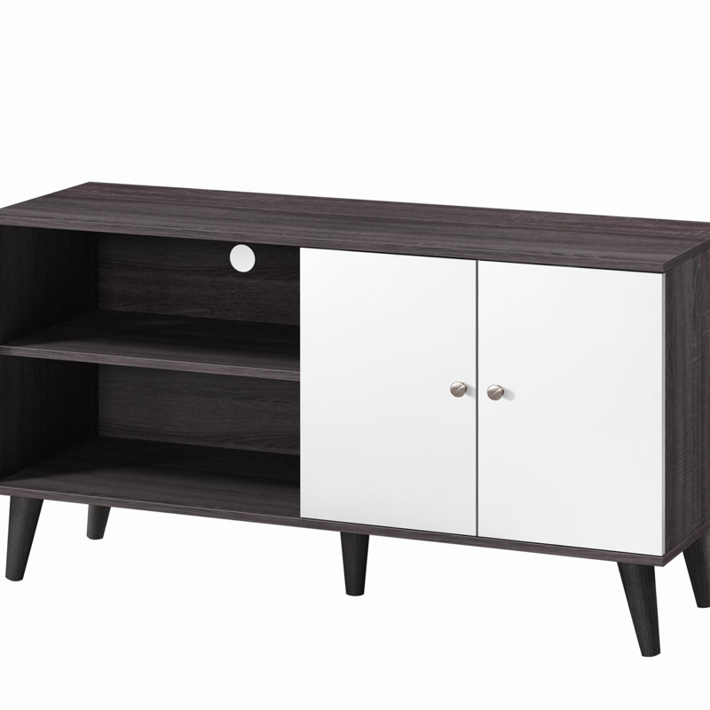 Amidon Unfinished TV Stand for TVs up to 50", 25.6"H x 47.3"L x 15.2"W, Dark Gray/White Duplicate