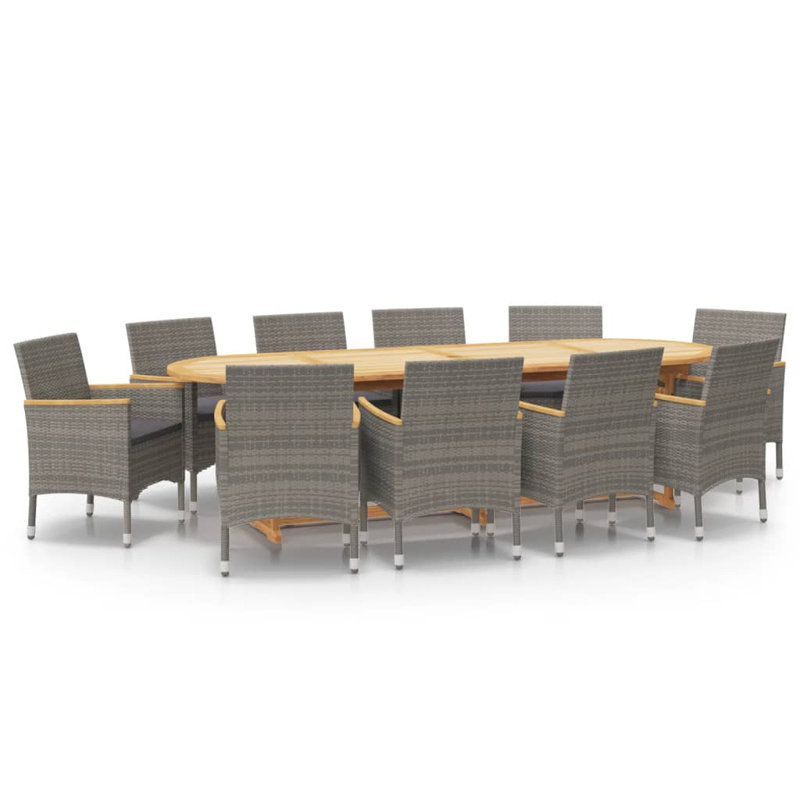 Vidaxl 11 Piece Patio Dining Set With Cushions Grey