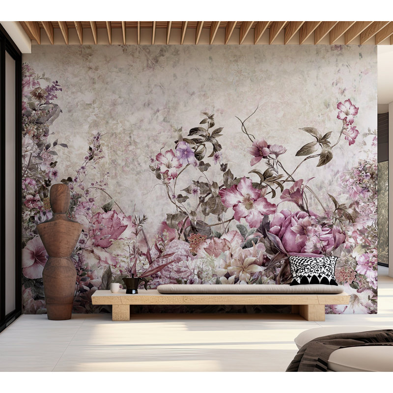 Papier peint floral - Prairie florale, L 68 po x l 98 po