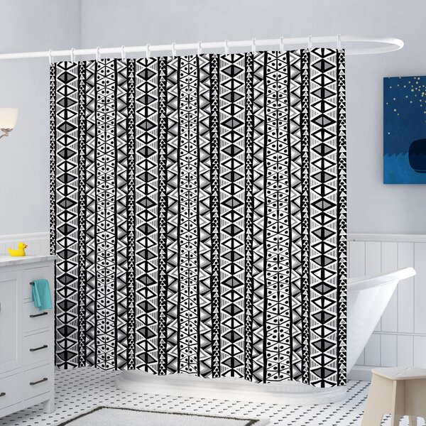 Becket Geometric Shower Curtain with Hooks Included