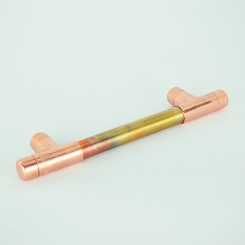 Copper Pull Handle - Marbled / High Polish Mix (T-Shaped)