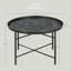 24" Round Coffee Table with Hammered Tray Top, Vintage Metal Centre Table-919022623