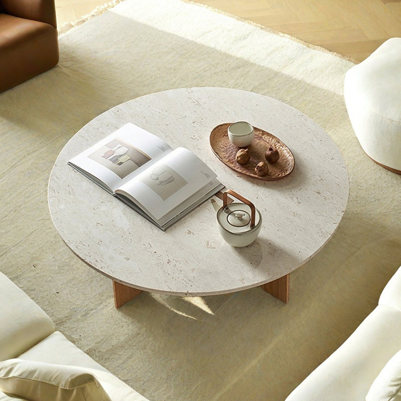 Creative Coffee Table with Marble and Wood