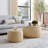 Round Storage Ottoman, Woven Rattan Fabric Ottoman, 2 In 1 Function, Work As End Table And Ottoman, With Small Seat