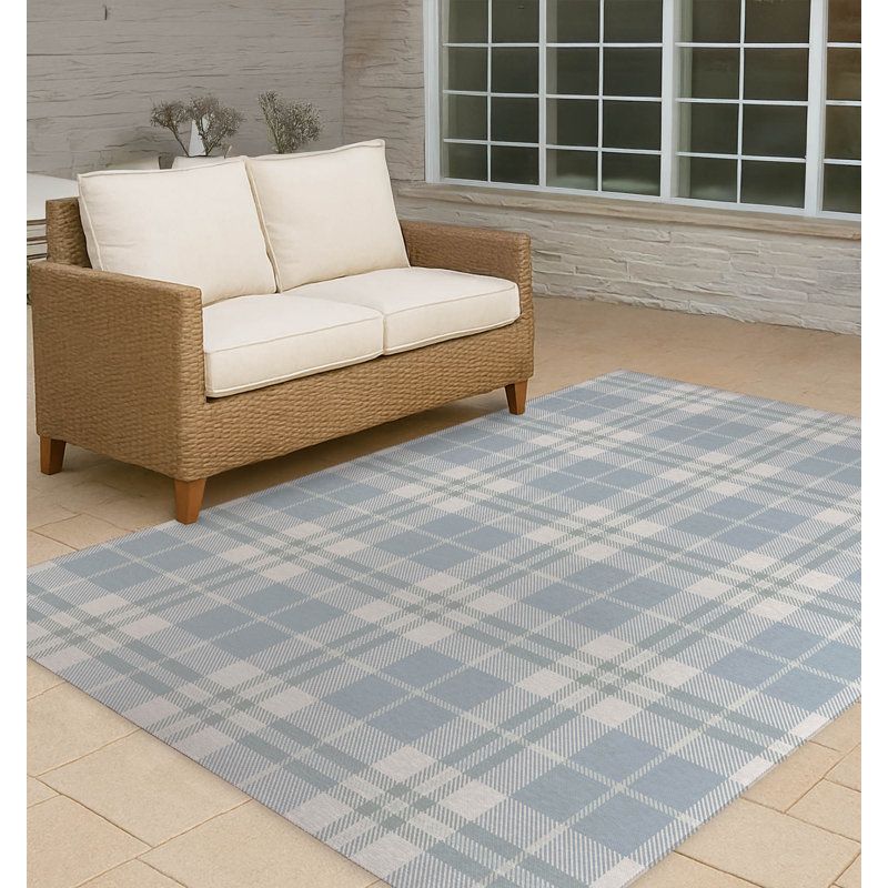 Tartan Block Non-Slip Outdoor Rug, Rectangle 4' x 6'