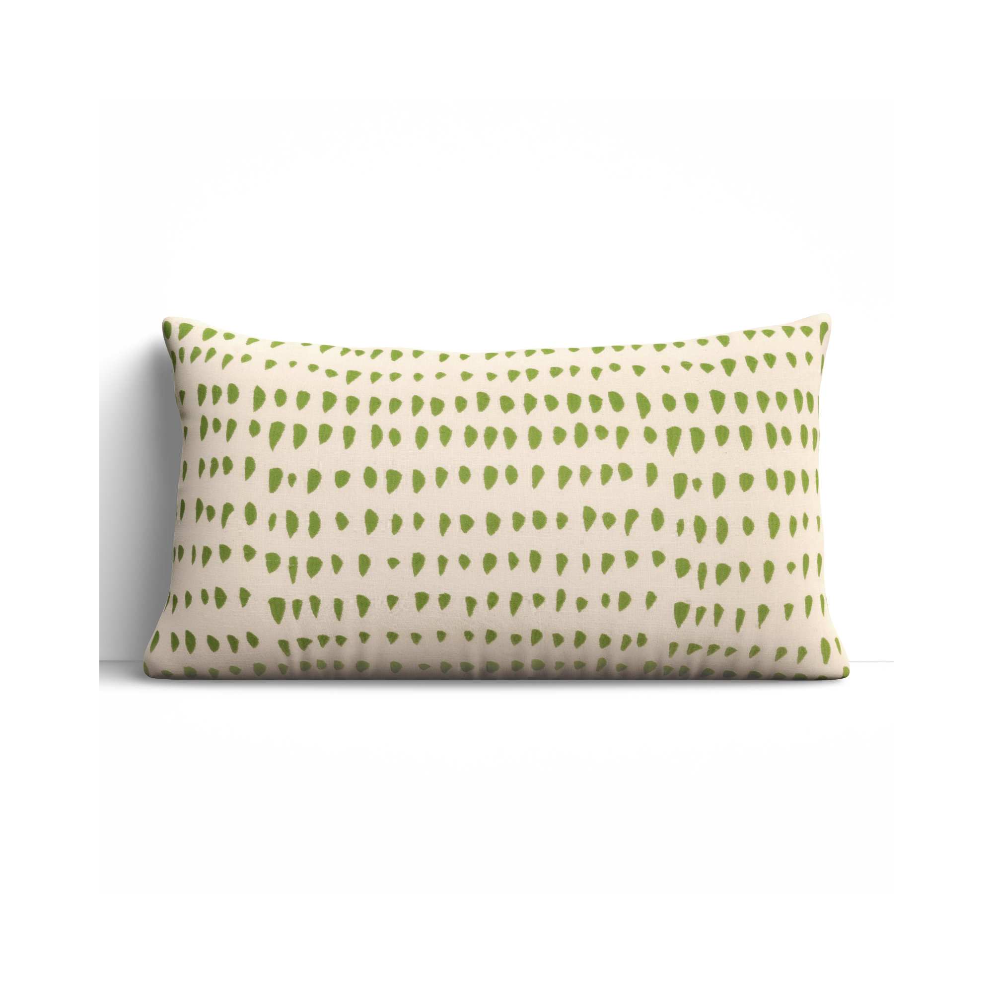 Fabray Embroidered Cotton Lumbar Throw Pillow, Green/Natural