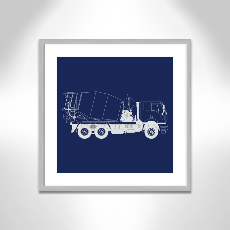 Camions Camions 1, art encadré, H 22,5 po x l 22,5 po x P 1,18 po, Encadré de boîte argent