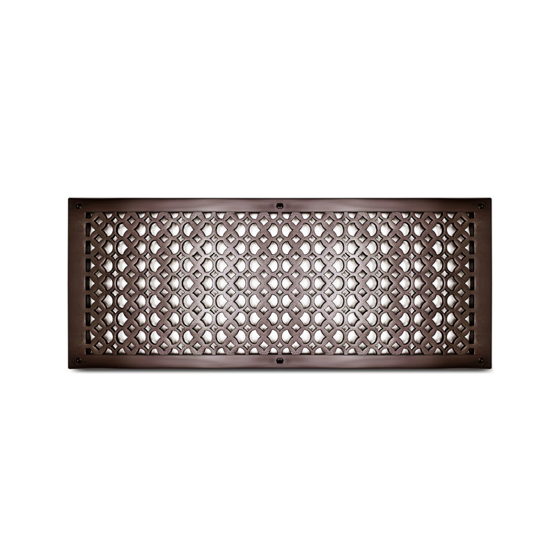Grille murale en métal, 26" L x 10" W x 0.6" H, Brun
