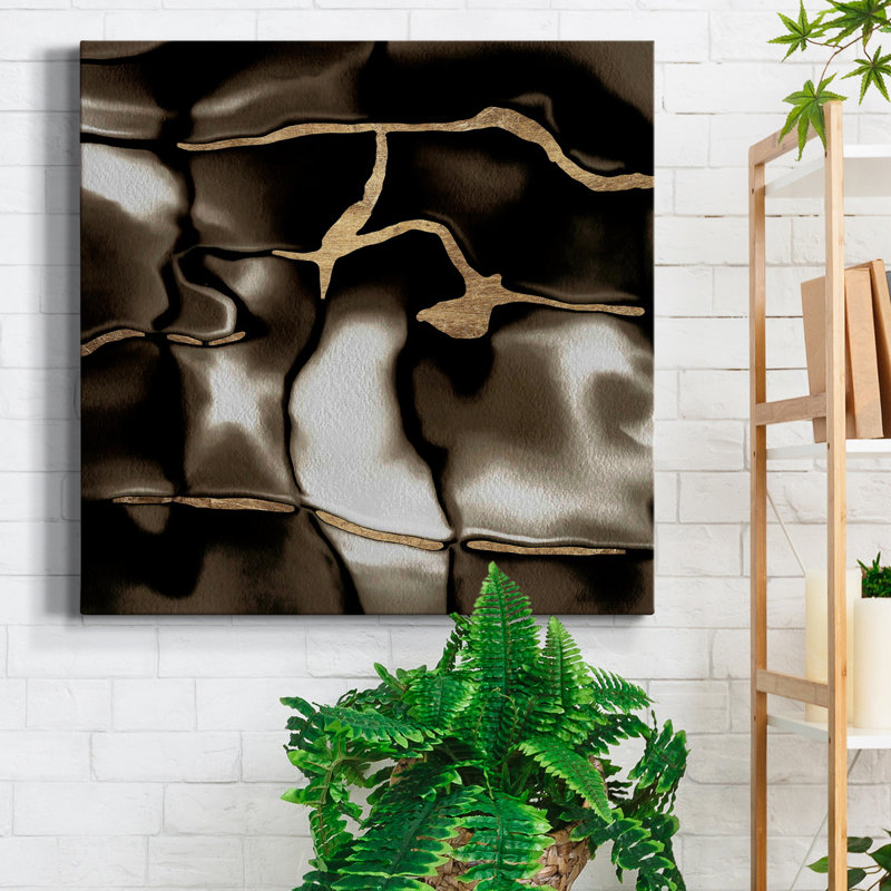 Toile encadrée Golden Shimmer IV-Premium - prête à être accrochée, H 17,5 po x l 17,5 po x P 1,5 po, Toile avec cadre noir