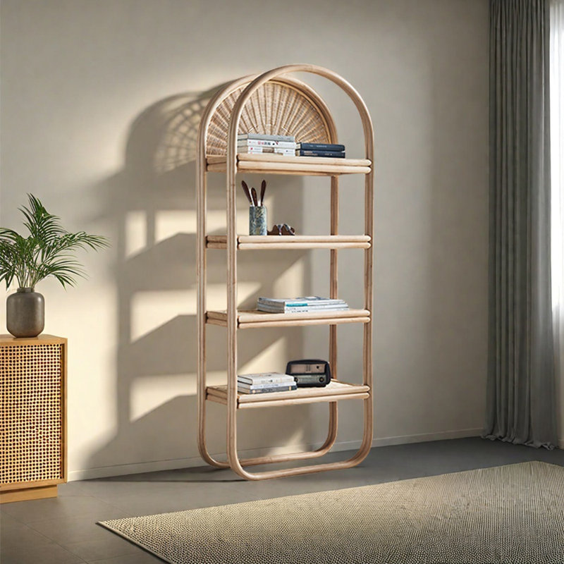 Bibliothèque de rangement en rotin de style italien, (4 tablettes) H 62,2 po x l 25,59 po x P 11,81 po