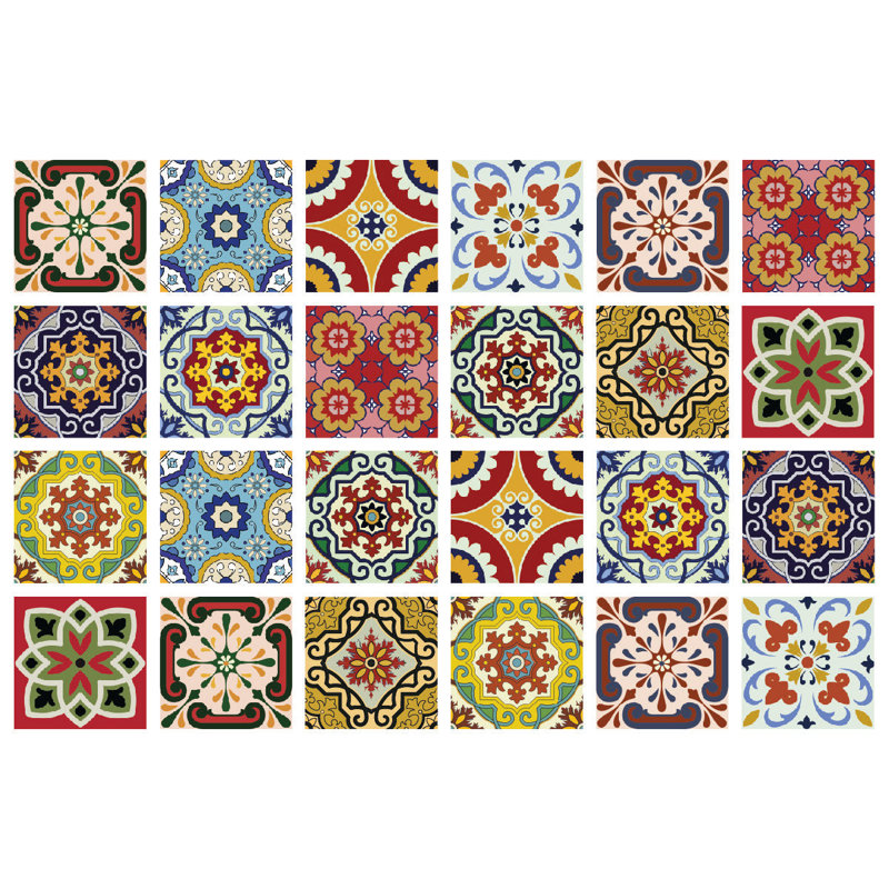 Carreaux de mosaïque multicolores 12 po x 12 po Mediterra