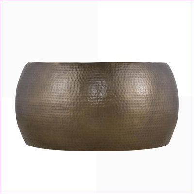 Table basse antique en aluminium martelé à la main pour espaces contemporains, aucun assemblage requis