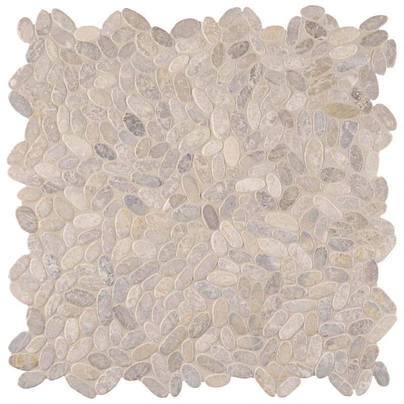 Marvella Pebble 12 in. x 12 in. Natural stone Mosaic Floor and Wall Tile, Timber Cut