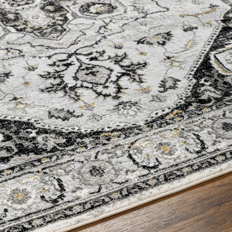 Mikel Traditional Charcoal Area Rug, Rectangle 9' x 12'