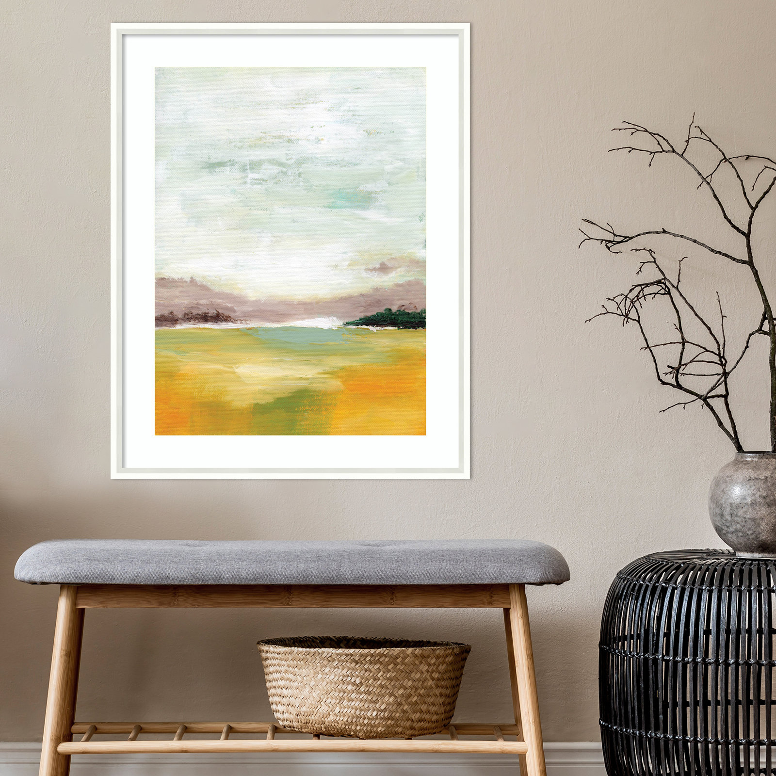 Canary Forest by Jariwala Nikita, 26" W x 33" H x 2" D, White Framed