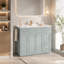 Meuble-lavabo de salle de bain avec lavabo en céramique, 6 tiroirs, tiroir rabattable, portes à fermeture en douceur et porte-serviettes réversible