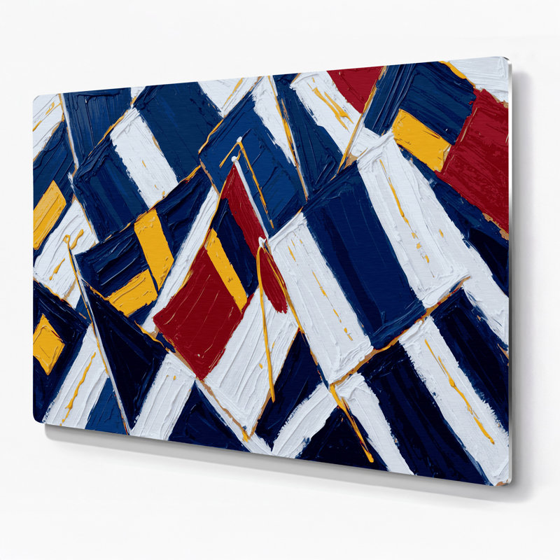 «Nautical Signal drapeaux», art mural en métal bleu, H 16 po x l 20 po