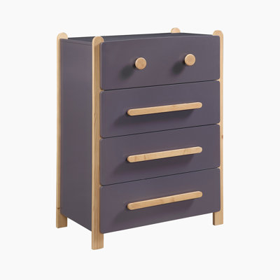Abington 29" Modern & Contemporary Wood 4-Drawer Kids Chest with Ball Bearing Glides & Natural-Tone Wooden Knobs