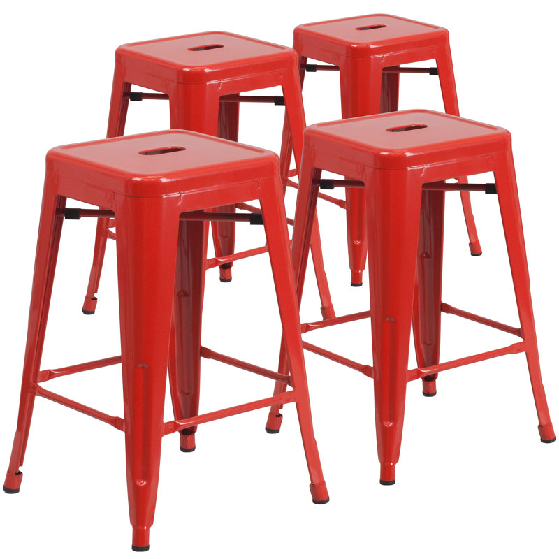 Tabouret Nieva, Rouge, Tabouret de comptoir (siège d’une hauteur de 24, 4