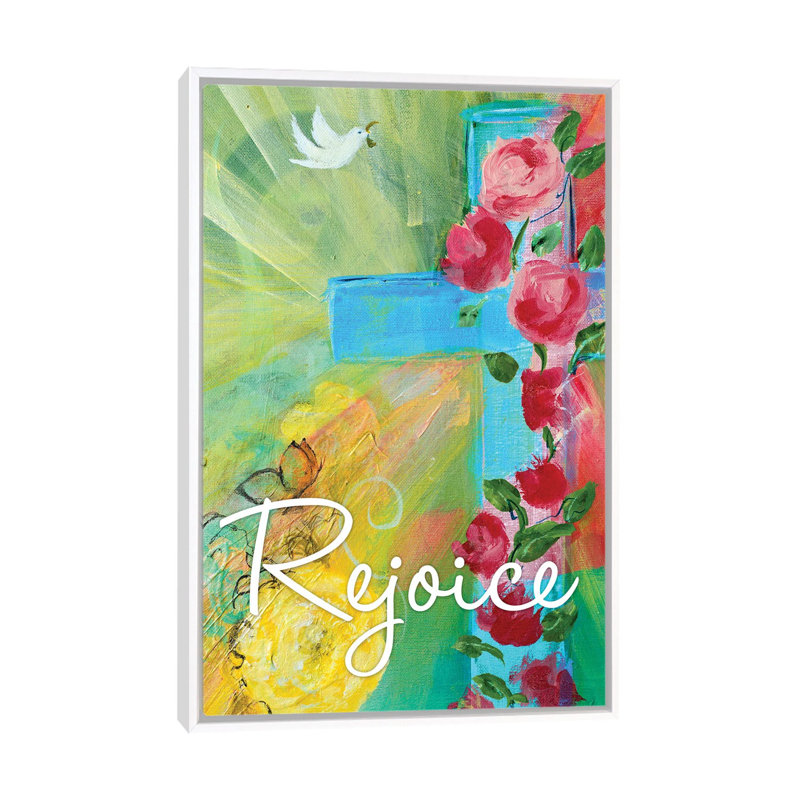 Rejoice Cross 1 Piece Wall Art on Canvas, 101.6 cm H x 66.04 cm W, White Floater Frame