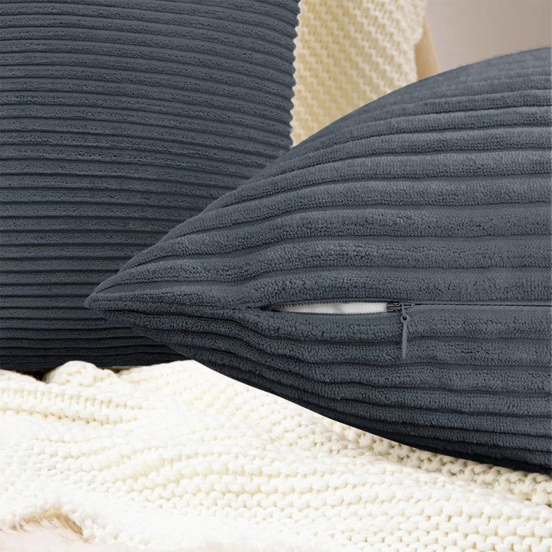 Striped Square Euro Cushion Cover, Grey