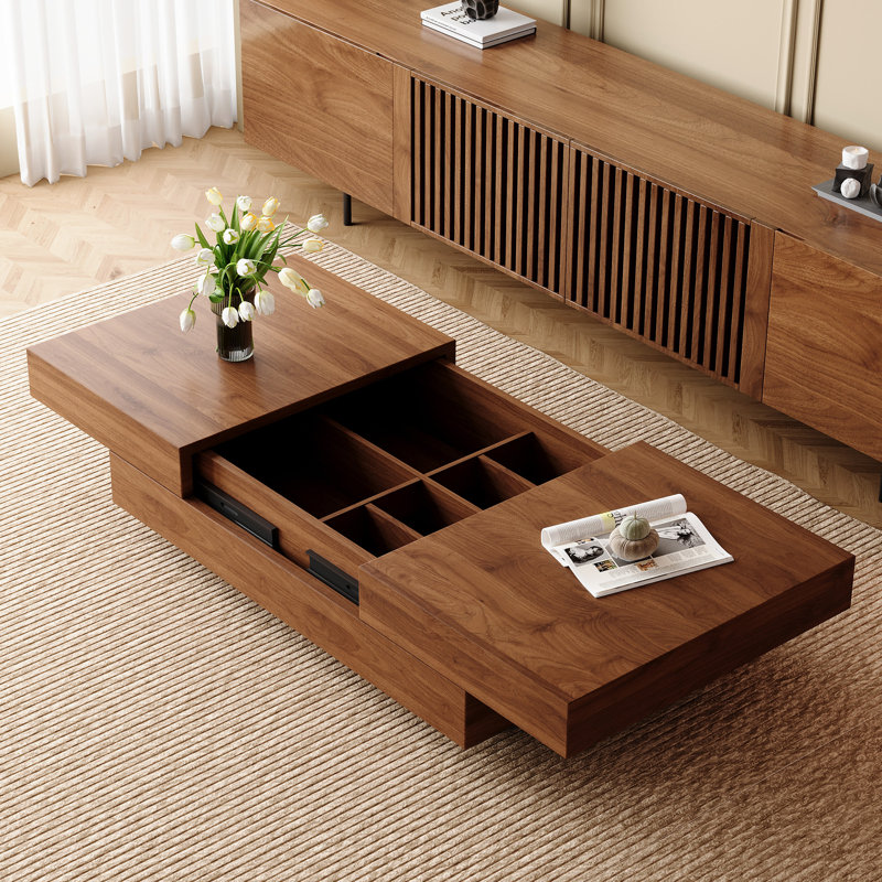 Table basse extensible de 47,2 po avec rangement caché pour le salon et l’appartement