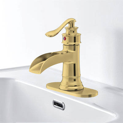 Robinet pour salle de bain à poignée simple Heritage Falls - avec drain escamotable et plaque de pont