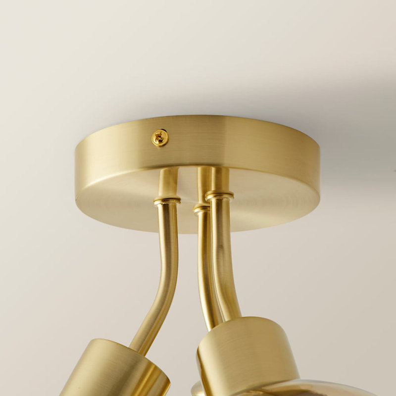 Dejuane Glass Semi Flush Mount, Gold, Beige