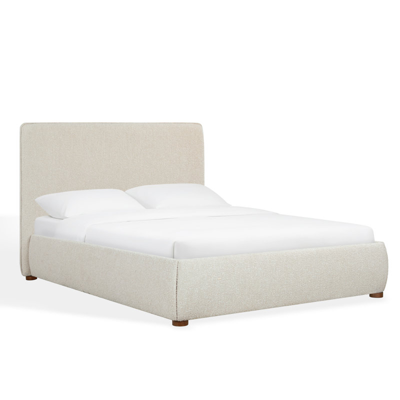 Callahan Upholstered Bed, Light Beige Boucle, Twin