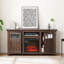 Meuble télé Farmhouse avec design de grange, grande console de divertissement, foyer encastrable de 18 po et gestion des câbles