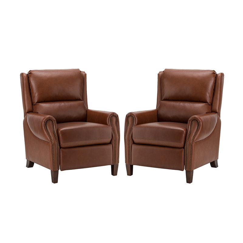 Polestra 32.68'' W Genuine Leather Manual Recliner, Brown