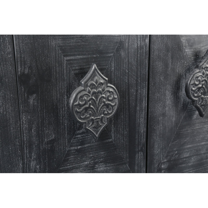 Poignée de porte sculptée, Noir antique