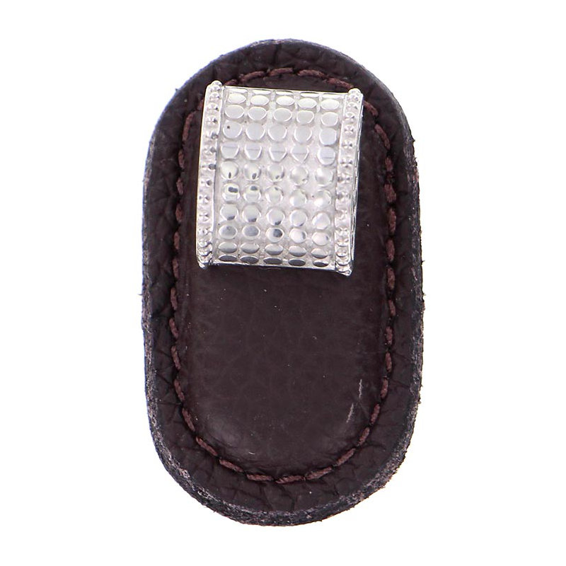 Tiziano Rectangular Knob, Polished Silver, Brown